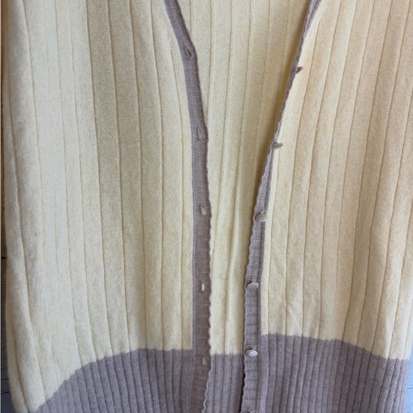 VTG ESCADA Turtleneck Tank & Cardigan Set Yellow Rib Knit Italy 12 Cashmere EUC - Picture 2 of 14